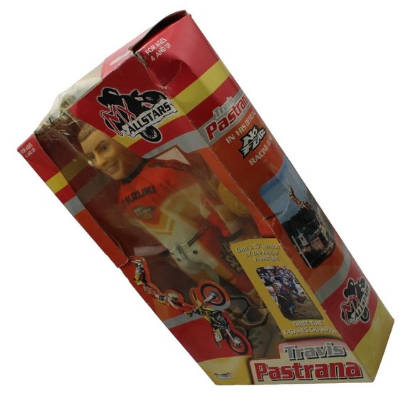 DreamCo Travis Pastrana MX All Stars Suzuki No Fear Freestyle 16in Doll Boxed - Picture 11 of 14